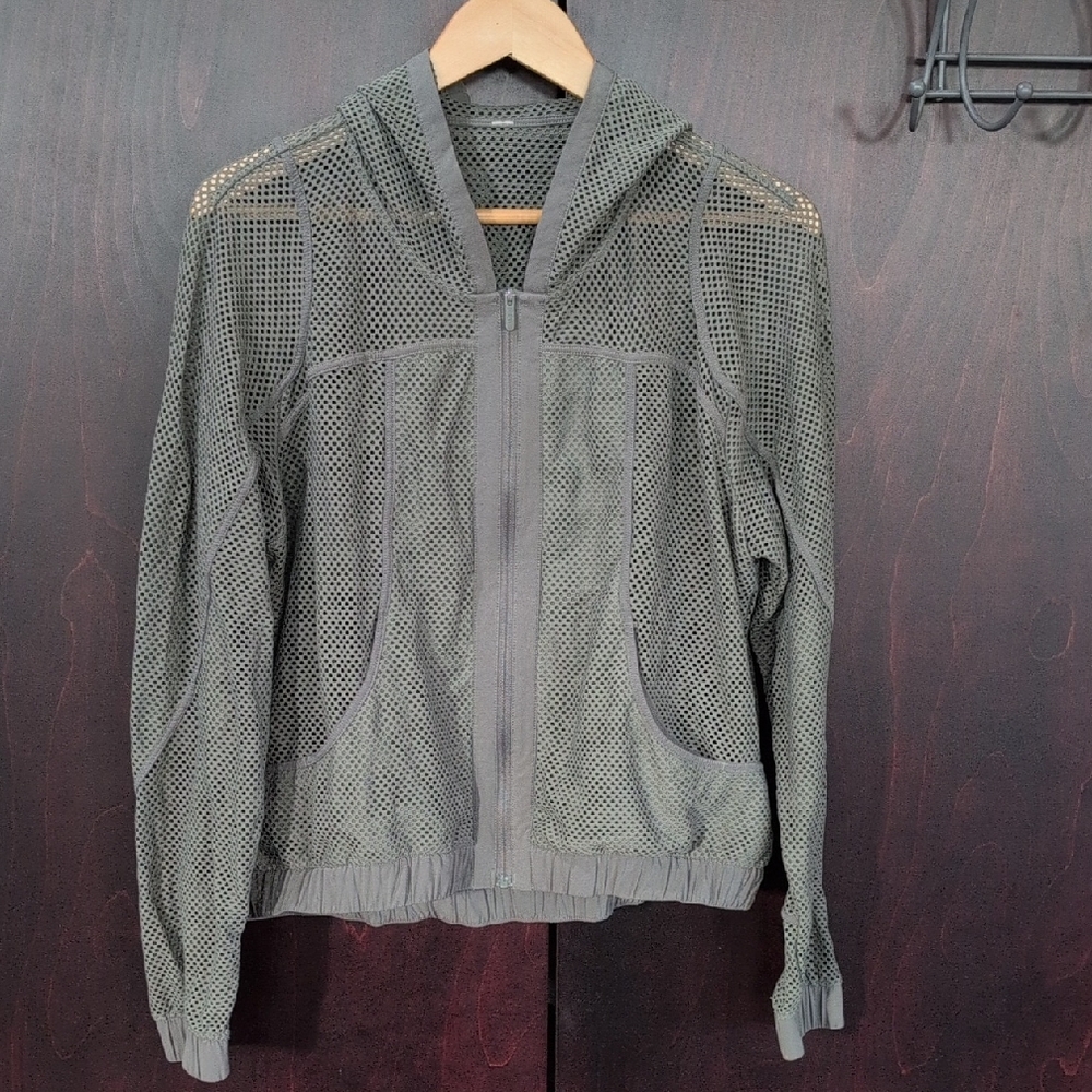 Lululemon Mesh Zip-Up Hoodie 10 Olive Green